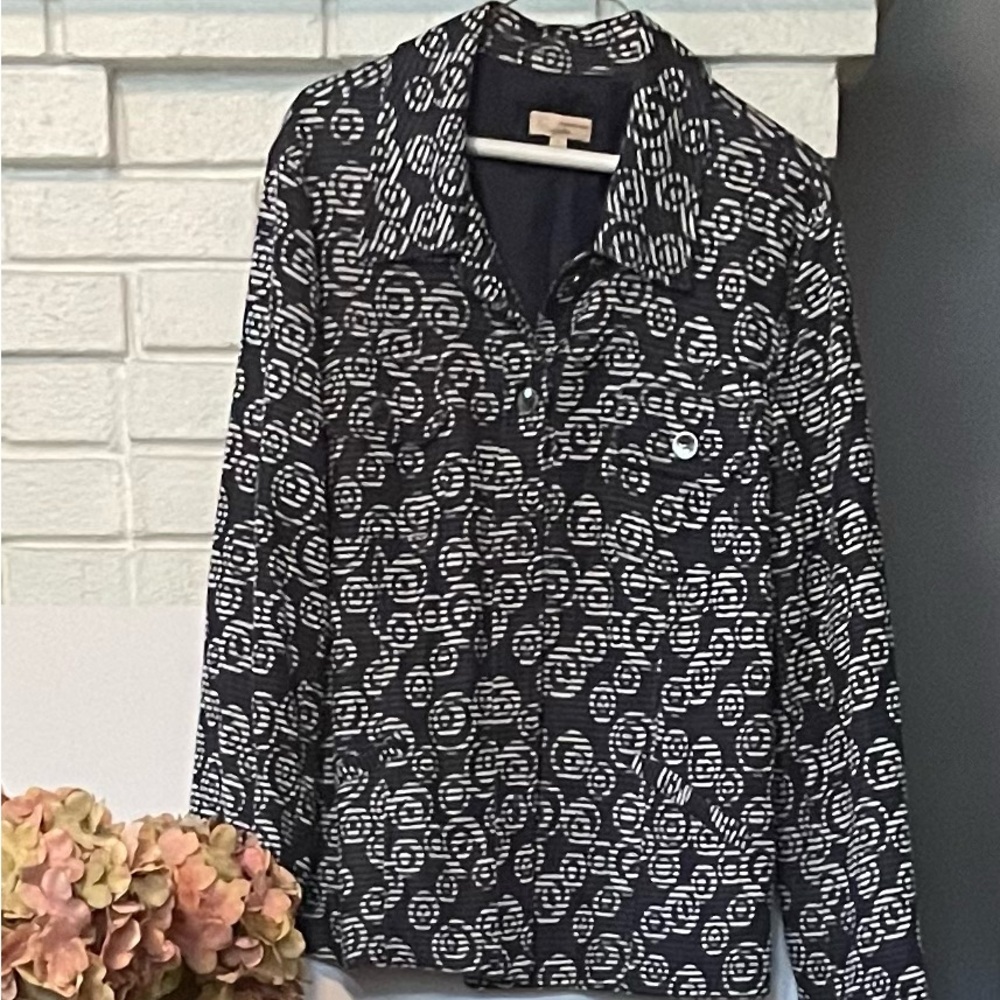 Choices Navy and White Graphic Blazer